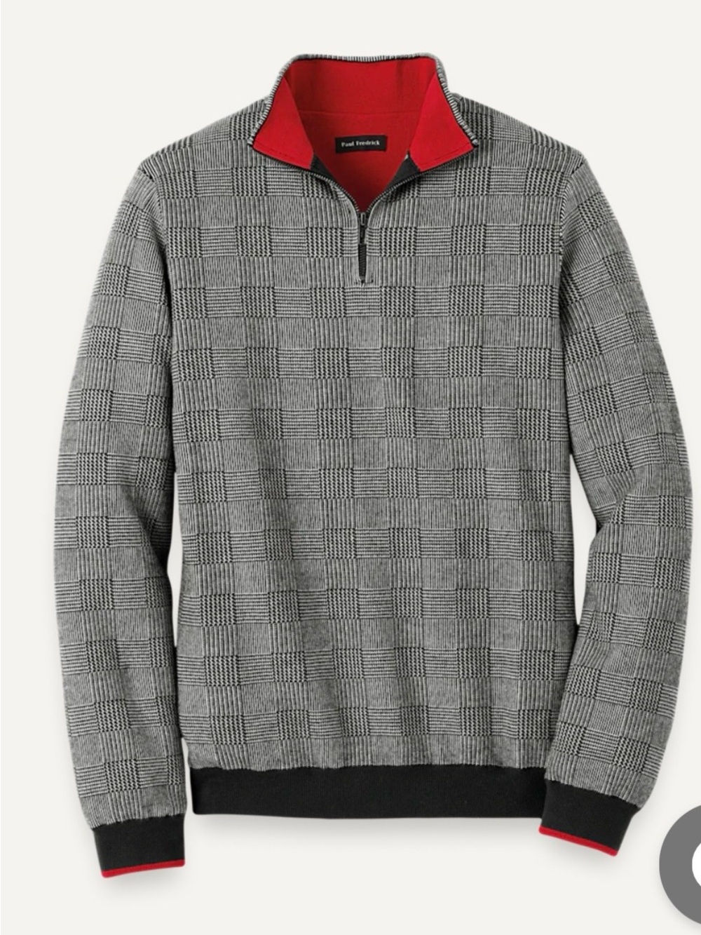 Paul Fredrick Cotton 1/4 Zip Mock Neck Sweater size XL